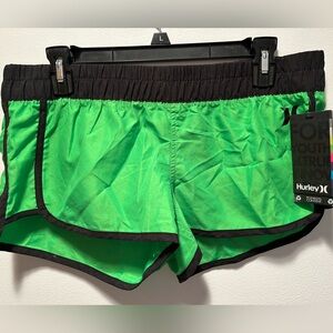 Hurley NWT Women's Neon Green and Black Athletic Shorts
